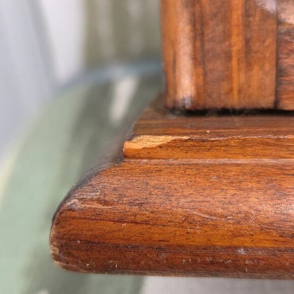 Vtg Oak Wood Medicine Cabinet Hand Painted Primitive Spice Rack Shelves Signed - Picture 16 of 16